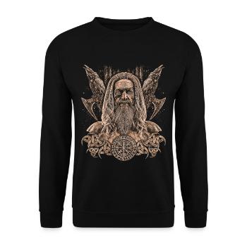 Portrait d'une illustration de Odin Gift - Sweat-shirt Unisexe - noir - Devant - Alina (178cm) & Michal (187cm)