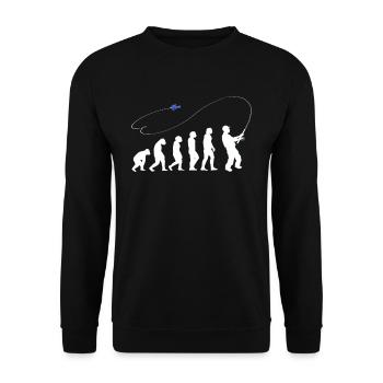 Evolution Fliegenfischen Angler angeln Geschenke - Unisex Pullover - Schwarz - Vorne - Alina (178cm) & Michal (187cm)