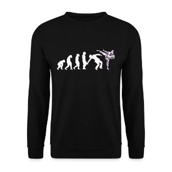 Evolution lustig Taekwondo Karate Aikido Kickboxen - Unisex Pullover - Schwarz - Vorne - Alina (178cm) & Michal (187cm)