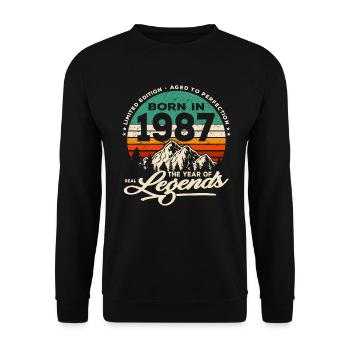 Legenden werden 1987 geboren - Unisex Pullover - Schwarz - Vorne - Alina (178cm) & Michal (187cm)