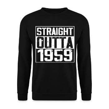 Straight Outta 1959 Retro 1959 Jubiläumsgeschenk - Unisex Pullover - Schwarz - Vorne - Alina (178cm) & Michal (187cm)
