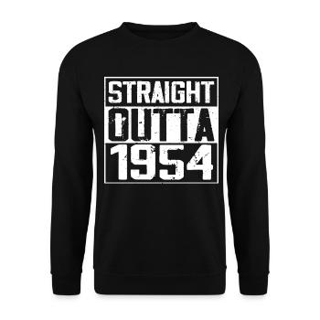 Straight Outta 1954 Retro 1954 Jubiläumsgeschenk - Unisex Pullover - Schwarz - Vorne - Alina (178cm) & Michal (187cm)