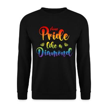 LGBT CSD Spruch Diamant Shine Pride Like A Diamond - Unisex Pullover - Schwarz - Vorne - Alina (178cm) & Michal (187cm)