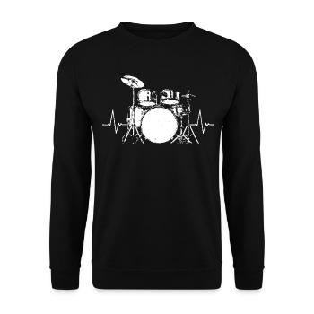 Drum Heartbeat Lifeline Music Lover Gift For Drumm - Unisex Sweatshirt - black - Front - Alina (178cm) & Michal (187cm)