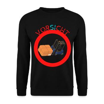Vorsicht Gabelstapler - Unisex Pullover - Schwarz - Vorne - Alina (178cm) & Michal (187cm)