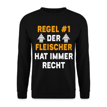 Fleischer Geschenk Geburtstag Spruch - Unisex Pullover - Schwarz - Vorne - Alina (178cm) & Michal (187cm)