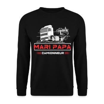 Mari papa camionneur légende pour maman - Sweat-shirt Unisexe - noir - Devant - Alina (178cm) & Michal (187cm)