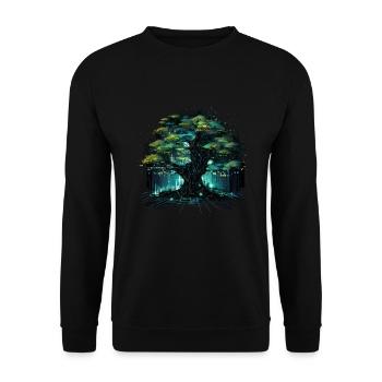 Lebensbaum Mit Technik - Unisex Pullover - Schwarz - Vorne - Alina (178cm) & Michal (187cm)