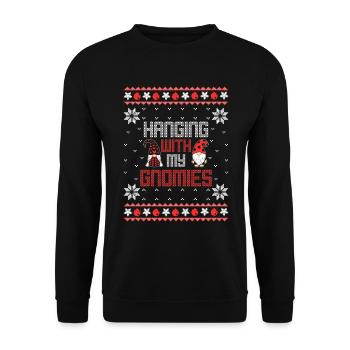 Ugly Ugly Christmas Shirts Xmas Gnome - Unisex Sweatshirt - black - Front - Alina (178cm) & Michal (187cm)