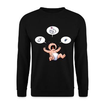 CD - Baby Kreisch Flasche Windel Schnuller Essen - - Unisex Pullover - Schwarz - Vorne - Alina (178cm) & Michal (187cm)