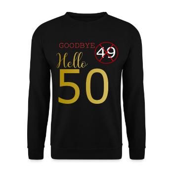 50. Geburtstag - Unisex Pullover - Schwarz - Vorne - Alina (178cm) & Michal (187cm)
