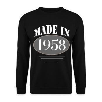 60. Geburtstag Geburtsjahr 1958 - Unisex Pullover - Schwarz - Vorne - Alina (178cm) & Michal (187cm)