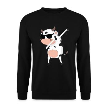 Lustige Kuh - Unisex Pullover - Schwarz - Vorne - Alina (178cm) & Michal (187cm)