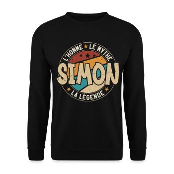 Simon the Man The Myth Gift Humor - Unisex Sweatshirt - black - Front - Alina (178cm) & Michal (187cm)