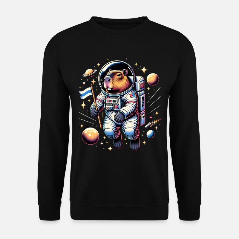 Capybaras Mignon Capybara Astronaute - Sweat-shirt Unisexe - noir