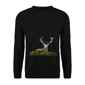 Cerf - Sweat-shirt Unisexe - noir - Devant - Alina (178cm) & Michal (187cm)