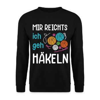 Mir reichts ich geh Häkeln | Häkel Geschenk - Unisex Pullover - Schwarz - Vorne - Alina (178cm) & Michal (187cm)