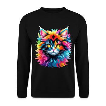 Cat Cat Colorful Rainbow Cute Kids Cute - Unisex Sweatshirt - black - Front - Alina (178cm) & Michal (187cm)