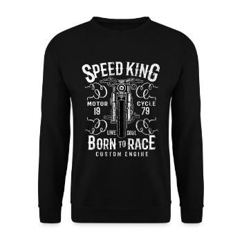 SPEED KING - Motorcycle Motorrad Shirt Geschenk - Unisex Pullover - Schwarz - Vorne - Alina (178cm) & Michal (187cm)