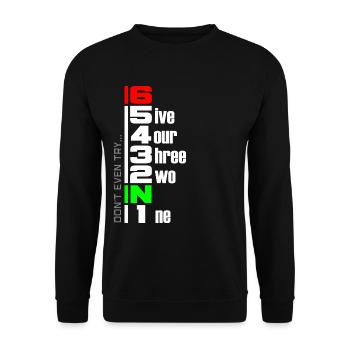 Motorcycle gear shift motorcyclist 1N23456 - Unisex Sweatshirt - black - Front - Alina (178cm) & Michal (187cm)