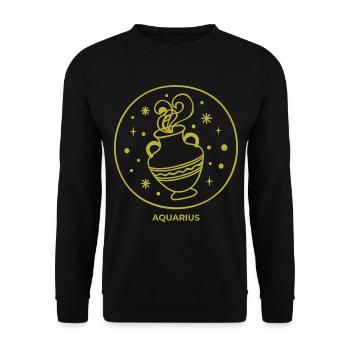 Sternzeichen Wassermann Astrologie Geschenk - Unisex Pullover - Schwarz - Vorne - Alina (178cm) & Michal (187cm)