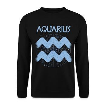 Sternzeichen Aquarius Wassermann Geschenk - Unisex Pullover - Schwarz - Vorne - Alina (178cm) & Michal (187cm)