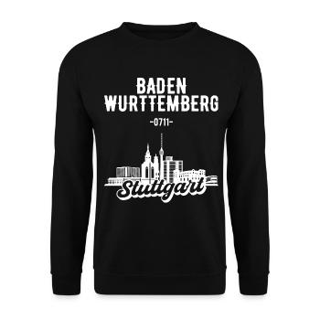Stuttgart Baden Württemberg Skyline Geschenk - Unisex Pullover - Schwarz - Vorne - Alina (178cm) & Michal (187cm)