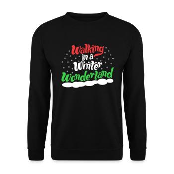 Walking In A Winter Wonderland - Weihnachten Xmas - Unisex Pullover - Schwarz - Vorne - Alina (178cm) & Michal (187cm)
