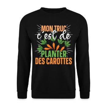 Carotte jardinage jardinier retraite papy mamie - Sweat-shirt Unisexe - noir - Devant - Alina (178cm) & Michal (187cm)