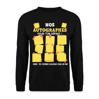 Autographes Cadeau Humour Départ Collègue - Sweat-shirt Unisexe - noir - Devant - Alina (178cm) & Michal (187cm)
