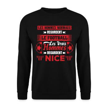les vrais hommes regardent NICE fans club de foot - Sweat-shirt Unisexe - noir - Devant - Alina (178cm) & Michal (187cm)