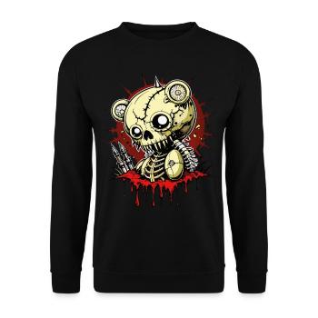 Teddy Skull // Totenkopf Kuscheltier FS0018 - Unisex Pullover - Schwarz - Vorne - Alina (178cm) & Michal (187cm)