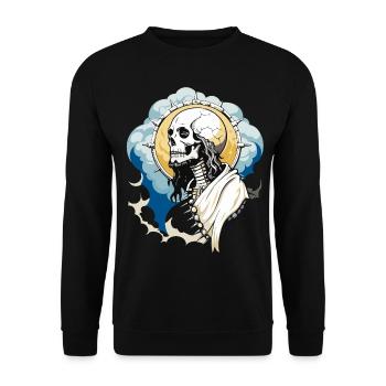 Jesus Skull // Totenkopf Christus / Kirche FS0031 - Unisex Pullover - Schwarz - Vorne - Alina (178cm) & Michal (187cm)