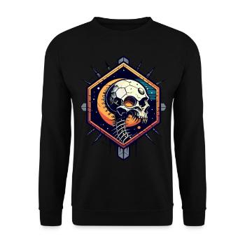 Star Skull // Totenkopf Space // Universe FS0020 - Unisex Pullover - Schwarz - Vorne - Alina (178cm) & Michal (187cm)