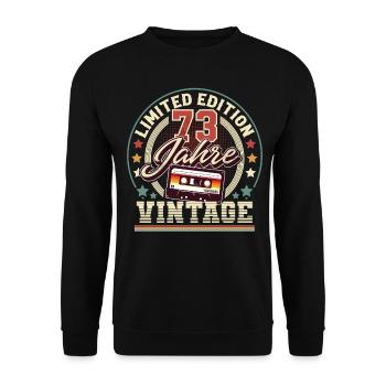 73. Geburtstag Vintage - Unisex Pullover - Schwarz - Vorne - Alina (178cm) & Michal (187cm)