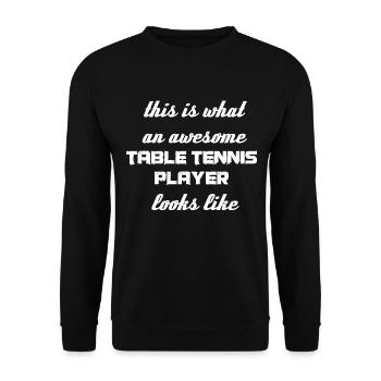 Tischtennis Tischtennisspieler Table Tennis Shirt - Unisex Pullover - Schwarz - Vorne - Alina (178cm) & Michal (187cm)
