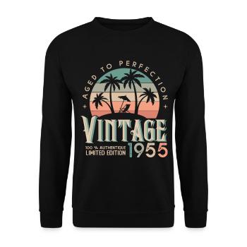 1955 Birthday Gift Born 1955 - Unisex Sweatshirt - black - Front - Alina (178cm) & Michal (187cm)