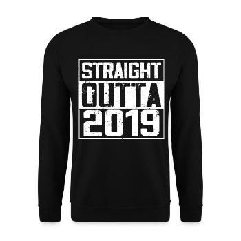 Straight Outta 2019 Cadeau Anniversaire 2019 Retro - Sweat-shirt Unisexe - noir - Devant - Alina (178cm) & Michal (187cm)