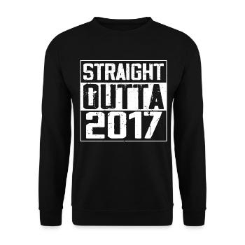 Straight Outta 2017 Cadeau Anniversaire 2017 Retro - Sweat-shirt Unisexe - noir - Devant - Alina (178cm) & Michal (187cm)