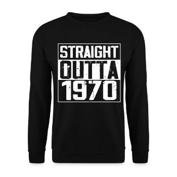 Straight Outta 1970 Retro 1970 Anniversary Gift - Unisex Sweatshirt - black - Front - Alina (178cm) & Michal (187cm)