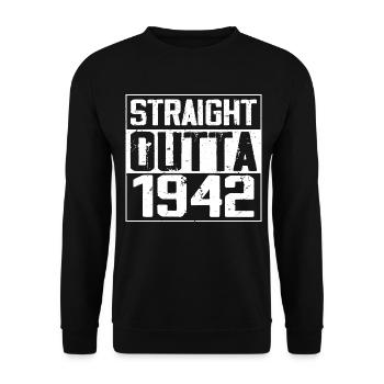 Straight Outta 1942 Retro 1942 Anniversary Gift - Unisex Sweatshirt - black - Front - Alina (178cm) & Michal (187cm)
