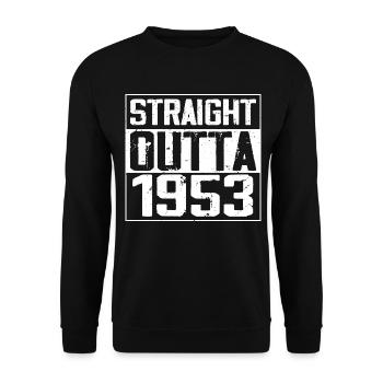 Straight Outta 1953 Retro 1953 Jubiläumsgeschenk - Unisex Pullover - Schwarz - Vorne - Alina (178cm) & Michal (187cm)