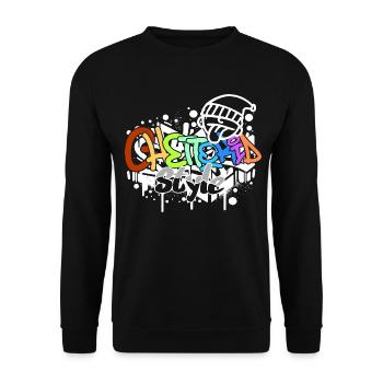 Ghettokid Style Graffiti Airbrush Design - Unisex Pullover - Schwarz - Vorne - Alina (178cm) & Michal (187cm)