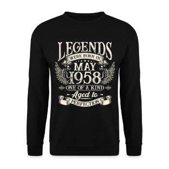 Les légendes sont nées en mai 1958 - Sweat-shirt Unisexe - noir - Devant - Alina (178cm) & Michal (187cm)