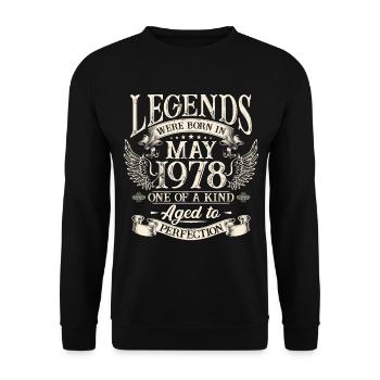Les légendes sont nées en mai 1978 - Sweat-shirt Unisexe - noir - Devant - Alina (178cm) & Michal (187cm)