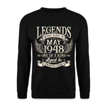 Legenden wurden im Mai 1948 geboren - Unisex Pullover - Schwarz - Vorne - Alina (178cm) & Michal (187cm)