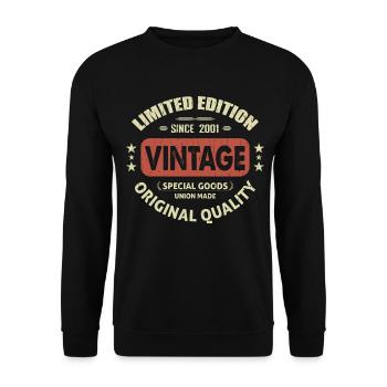 Vintage 2001 Cadeau D'anniversaire 2001 Retro 2001 - Sweat-shirt Unisexe - noir - Devant - Alina (178cm) & Michal (187cm)