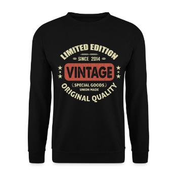 Vintage 2014 Cadeau D'anniversaire 2014 Retro 2014 - Sweat-shirt Unisexe - noir - Devant - Alina (178cm) & Michal (187cm)