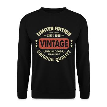 Vintage 1986 Cadeau D'anniversaire 1986 Retro 1986 - Sweat-shirt Unisexe - noir - Devant - Alina (178cm) & Michal (187cm)