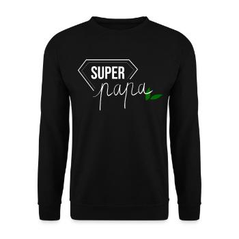 super papa - beau père - fête des pères - Sweat-shirt Unisexe - noir - Devant - Alina (178cm) & Michal (187cm)
